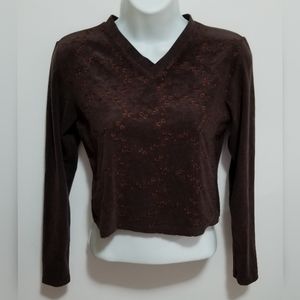 Sud Express brown v-neck long sleeve crop top